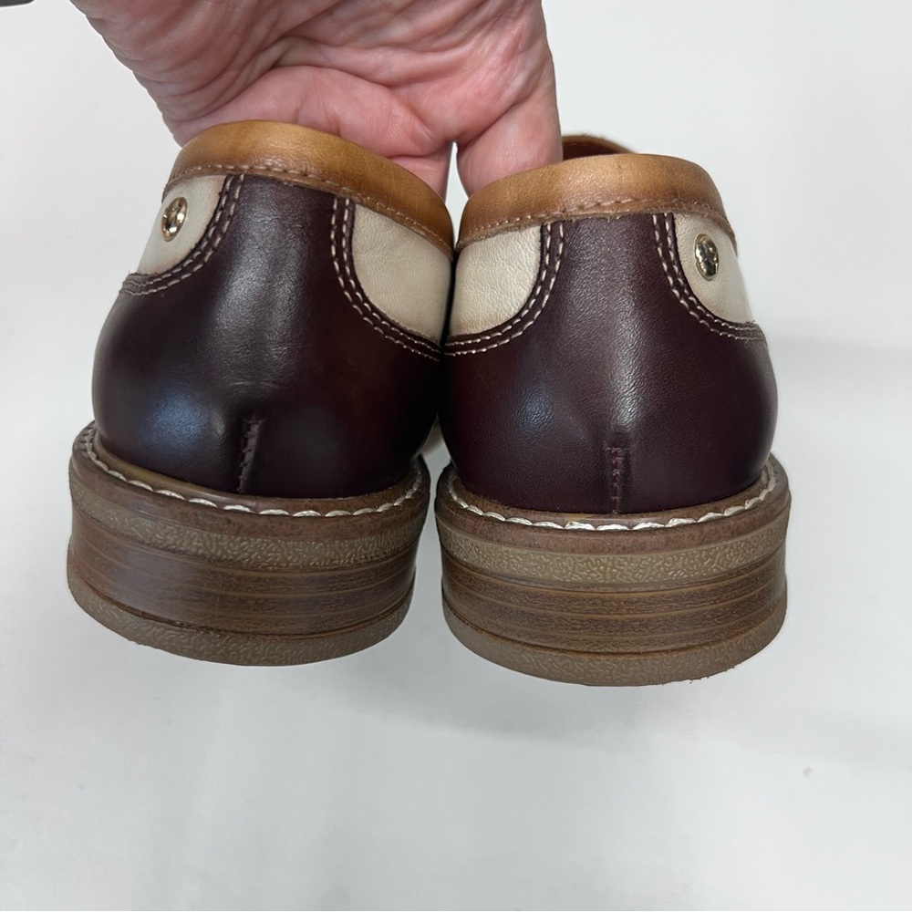 Pikolinos Aldaya Marfil Brown and Cream Leather Loafers Size 38 - Picture 5 of 9